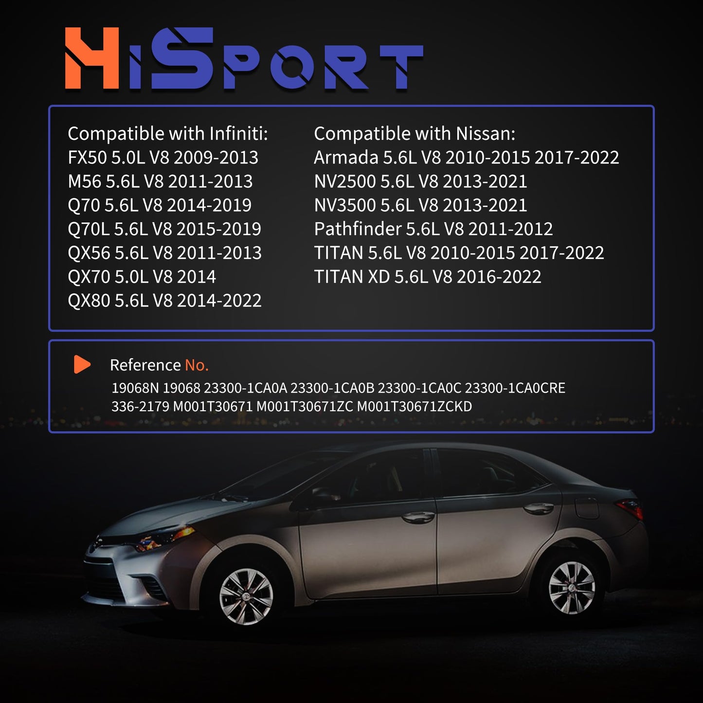 HiSport 23300-1CA0A Starter Motor - Compatible with Infiniti FX50 M56 Q70 Q70L QX56 QX70 QX80 Compatible with Nissan Armada NV2500 NV3500 Pathfinder Titan XD - Replace 19068N 19068 23300-1CA0C