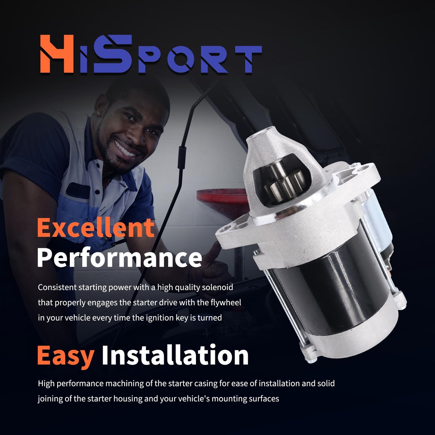 HiSport 21163-2118 Starter Motor 12V 0.6Kw 9-Tooth - Compatible with John Deere Gator XUV 620i 4x4 Gator XUV 625i 4x4 Compatible with Kawasaki KAF620 Mule 2500 KAF620 Mule 2510 KAF620 Mule 2520