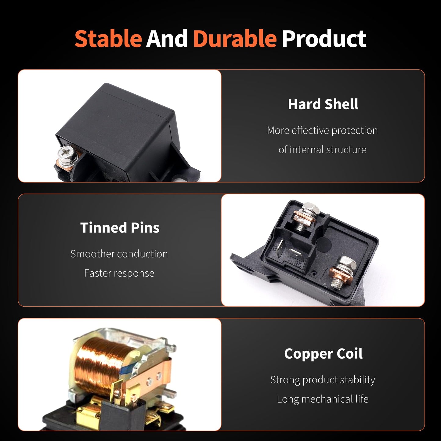 HiSport 75A 12V SPST-NO High Current Power Relay with Bifurcated Contacts Replacement for V23232-D0001-X001, 332002168