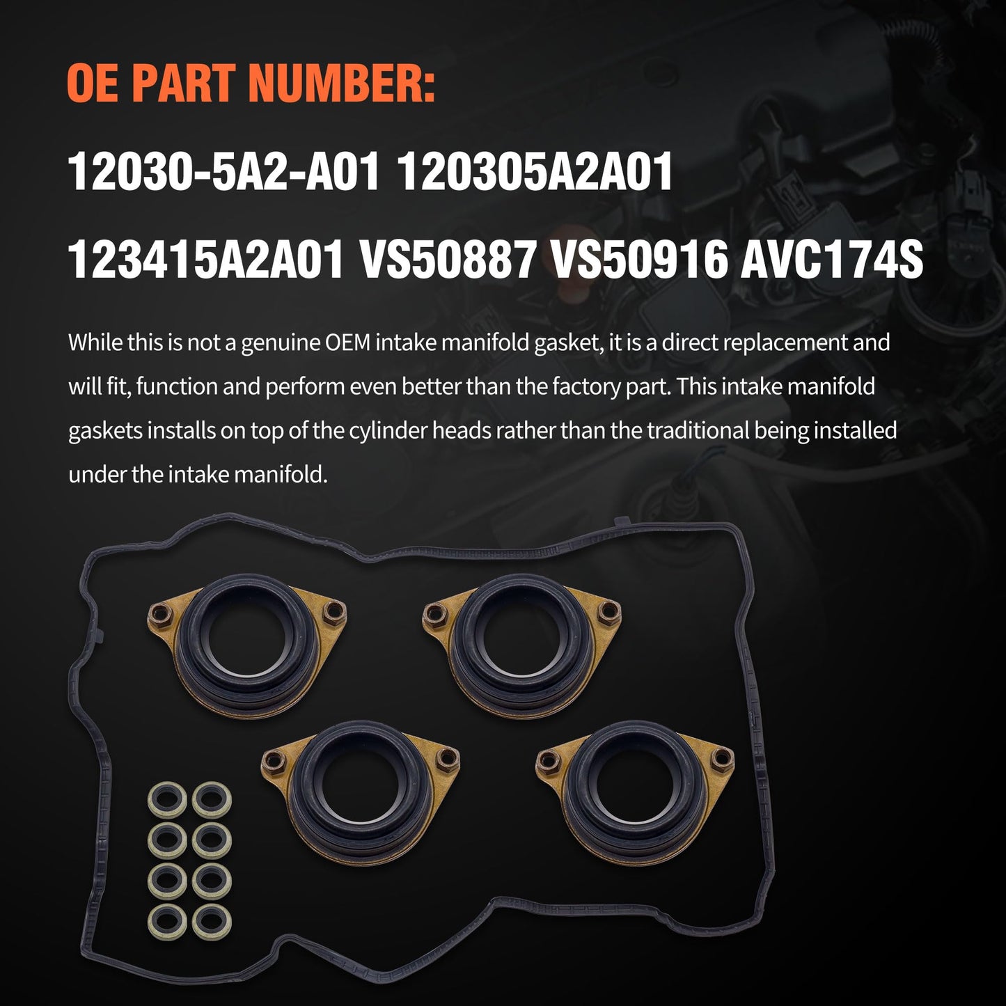 HiSport Engine Valve Cover Gasket Set - Compatible with Acura ILX 2015-2020 TLX 2015-2020 Compatible with Honda CR-V 2015-2019 Accord 2013-2017 2.4L - Replace 12030-5A2-A01