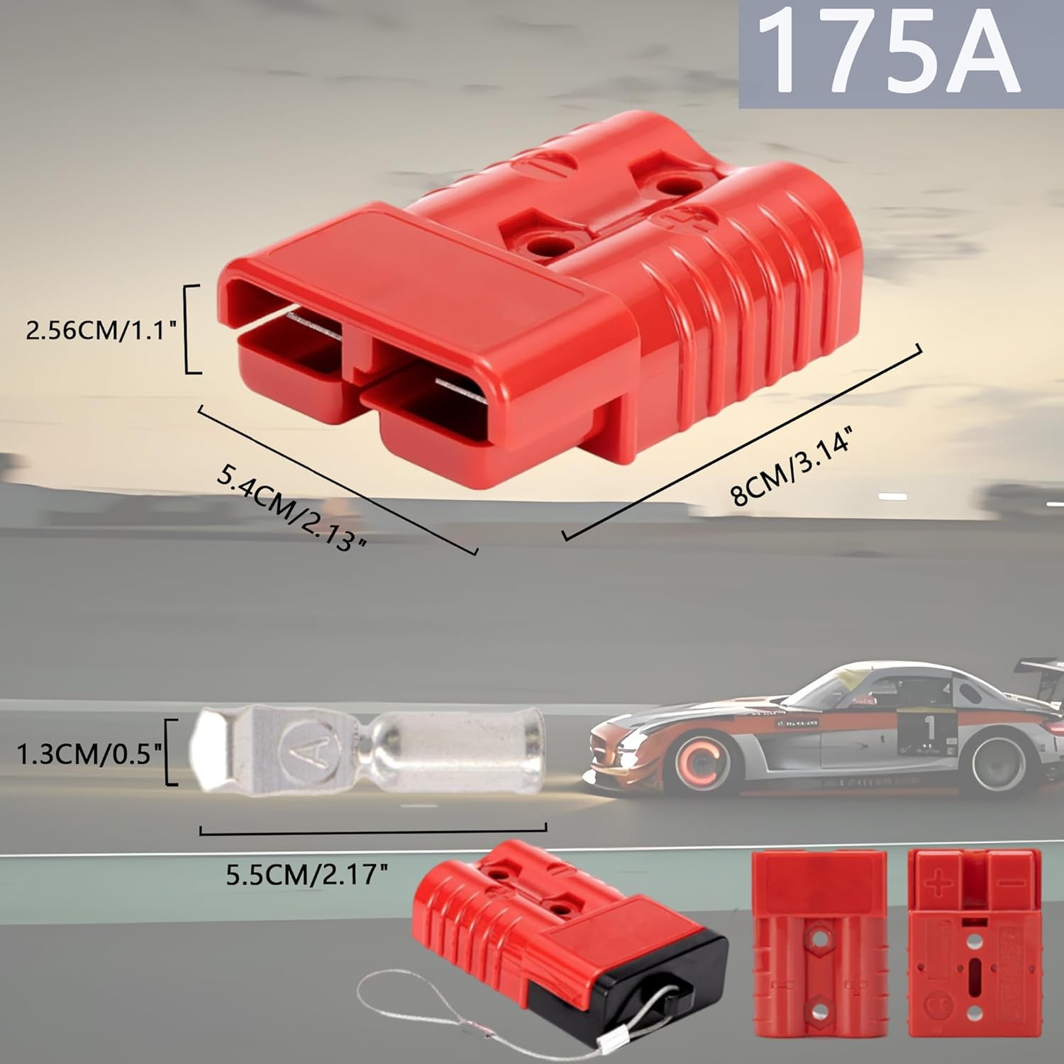 HISports 175A Batterie-Schnellanschluss-Stecker, 2 Stück, 1/0 Gauge Harness, 12-36 V, Schnellanschluss, Überbrückungskabel, Bergungssätze für Autos, ATVs, Hebebühnen, Motoren, Anhänger, Rot