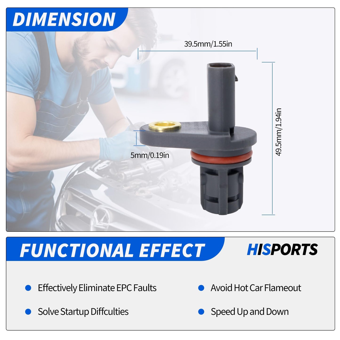 HiSport Engine Camshaft Position Sensor Compatible with Chevrolet Aveo 2009-2011,Aveo5 2009-2011,Cruze 2010-2015,Cruze Limited 2016,Sonic 2012-2018,Trax 2013-2018; Pontiac G3 2009-2010,G3 Wave CAM295