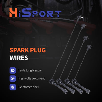 HiSport Spark Plug Wire Set - 671-4146 Replacement for Toyota Camry 1997-2001 2.2L, Solara 2.2L 1999-2001,RAV4 1998-2000 2.0L L4 Replace UF180