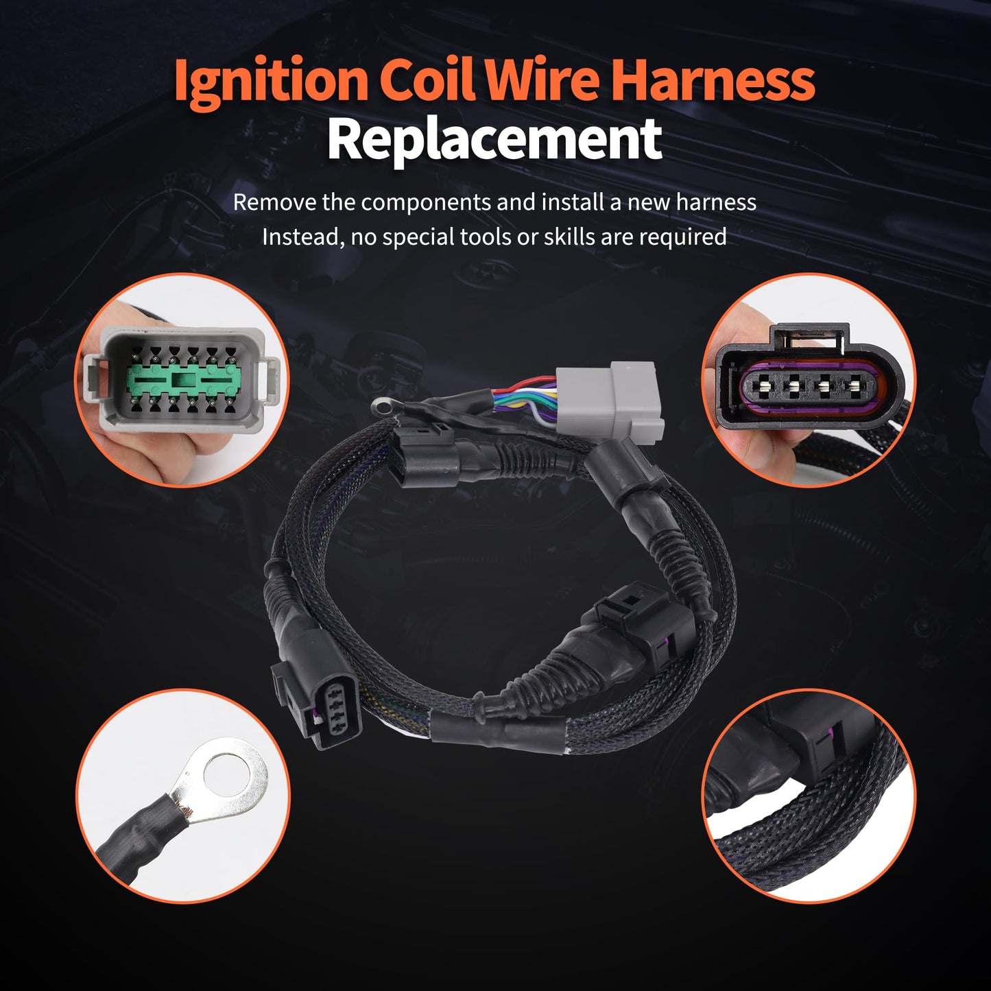 HiSport Ignition Coil Wiring Harness Loom Compatible with Audi A4 TT Quattro Replacement for Volkswagen Beetle Golf Jetta Passat 06B998018T 0347010004