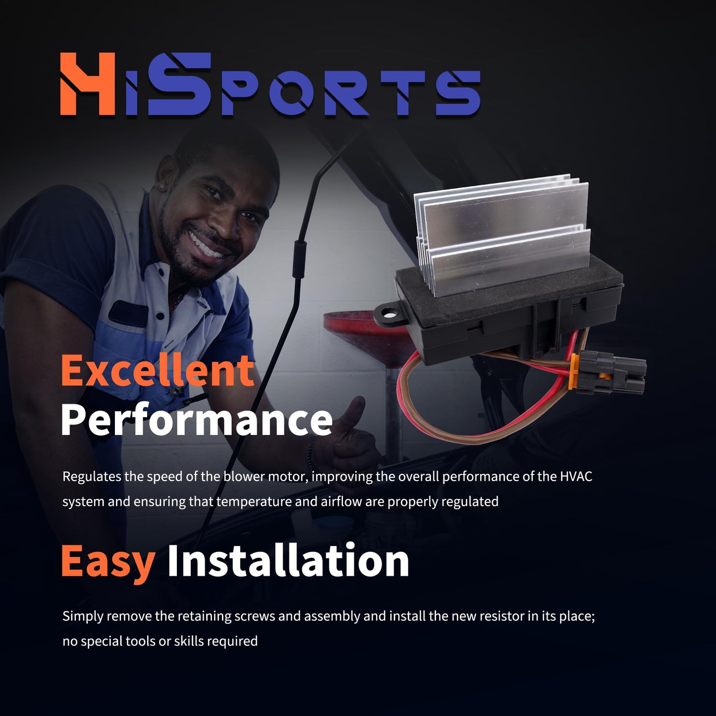 HiSport 93803637 Blower Motor Resistor Heater Fan Control Module - Compatible with Hummer H2 2003 2004 2005 2006 2007 Replaces 88986529 3GSH-19E624-CA