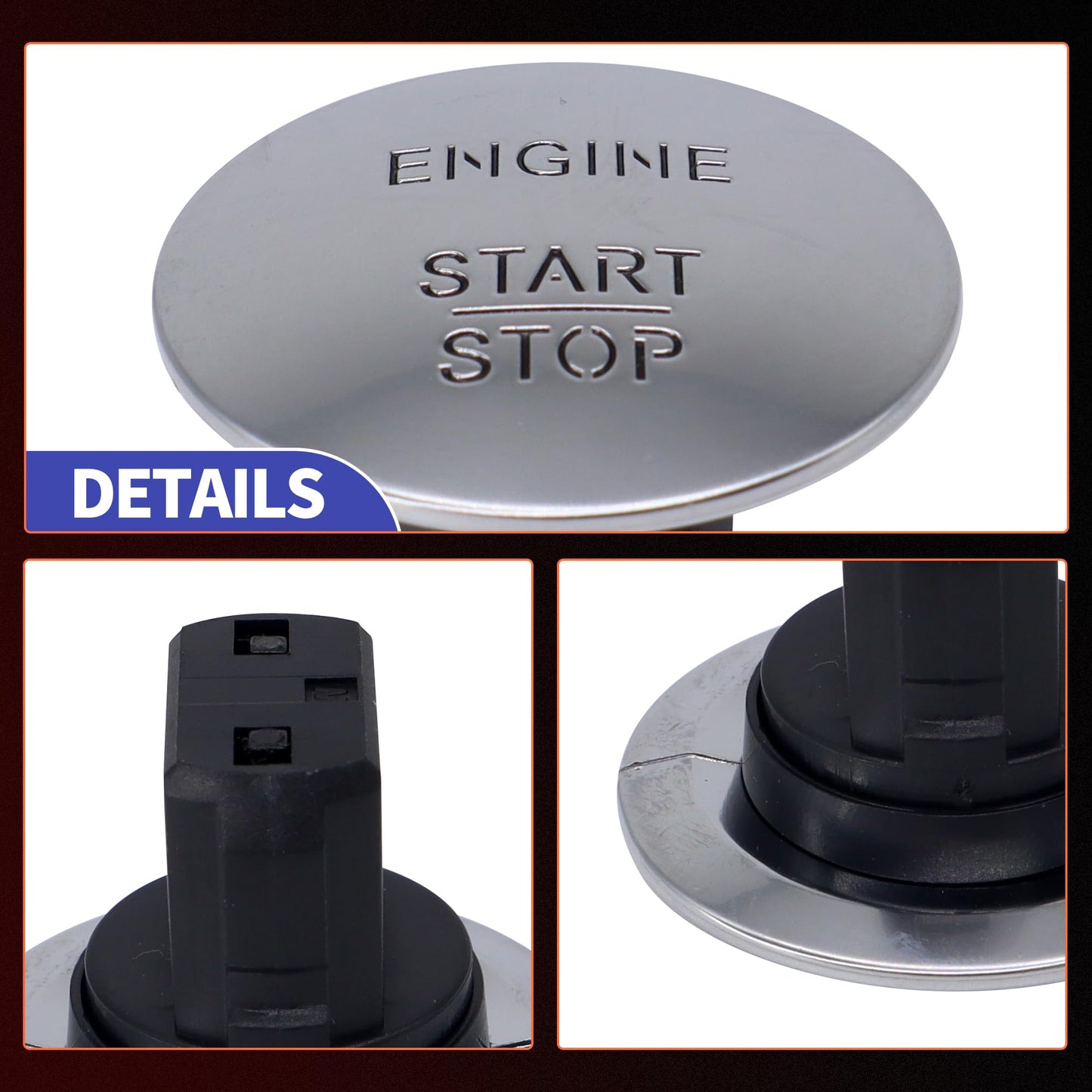 HiSport 2215450714 Engine Start Stop Button Switch - Compatible with Mercedes-Benz CL550 Coupe CLS350 Sedan E350 GL350 GL450 GLK350 ML350 S550 SL500 SLK200 SLK350 2006-2018 - Replace 2215450514