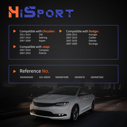 HiSport Car Power Rear View Mirror Conrtol Switch - Compatible with Chrysler 200 Sebring Aspen Dodge Avenger Caliber Dakota Durango Jeep Compas Patriot 2007-2014 - Replace 56040694AD