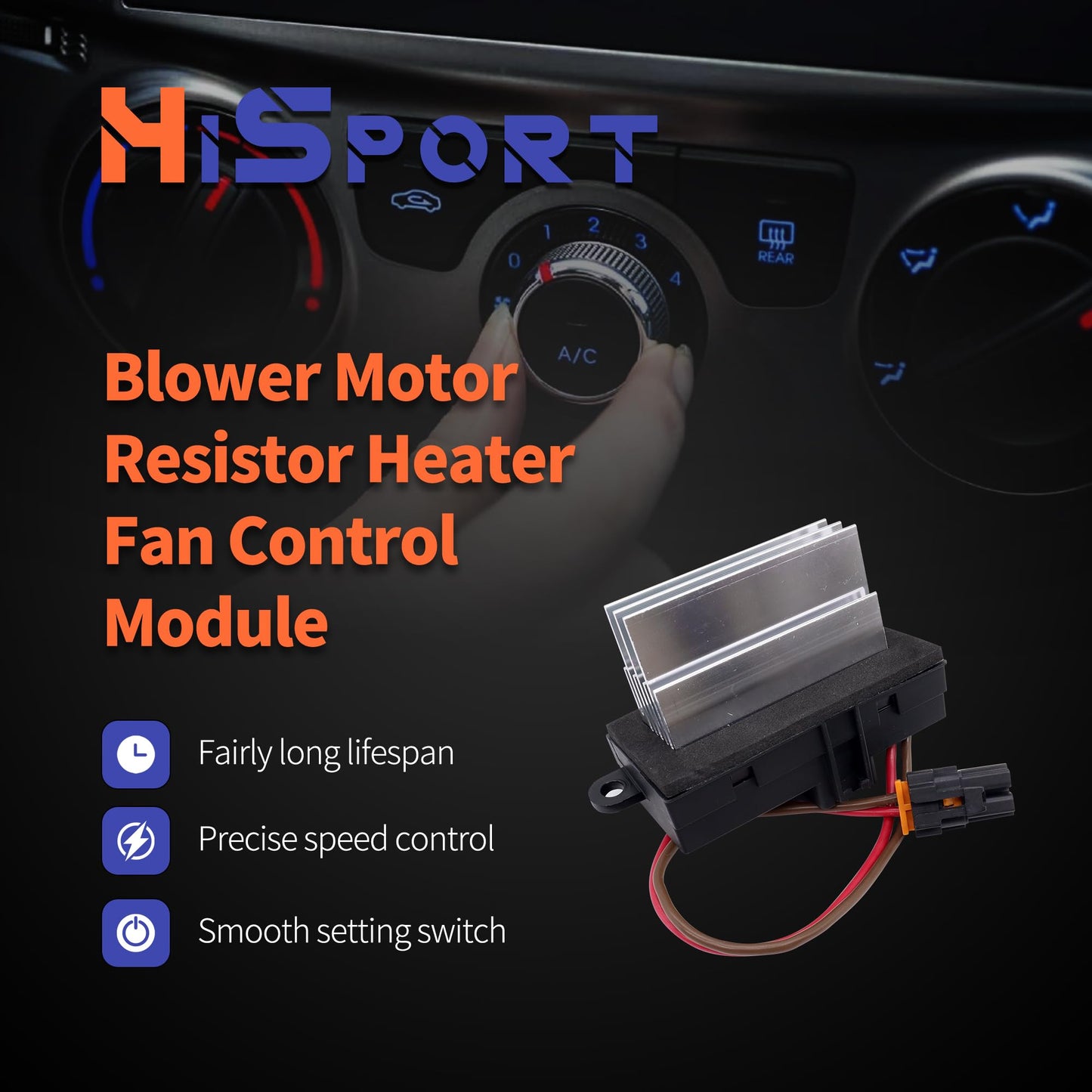 HiSport 93803637 Blower Motor Resistor Heater Fan Control Module - Compatible with Hummer H2 2003 2004 2005 2006 2007 Replaces 88986529 3GSH-19E624-CA