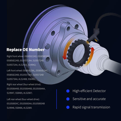 HiSport ABS Wheel Speed Sensor Right Rear Driver & Passenger Side ONLY FWD Replacement for Jeep Dodge FWD 2007-2016 Replaces ALS2084 ALS2088 ALS1819 ALS2086