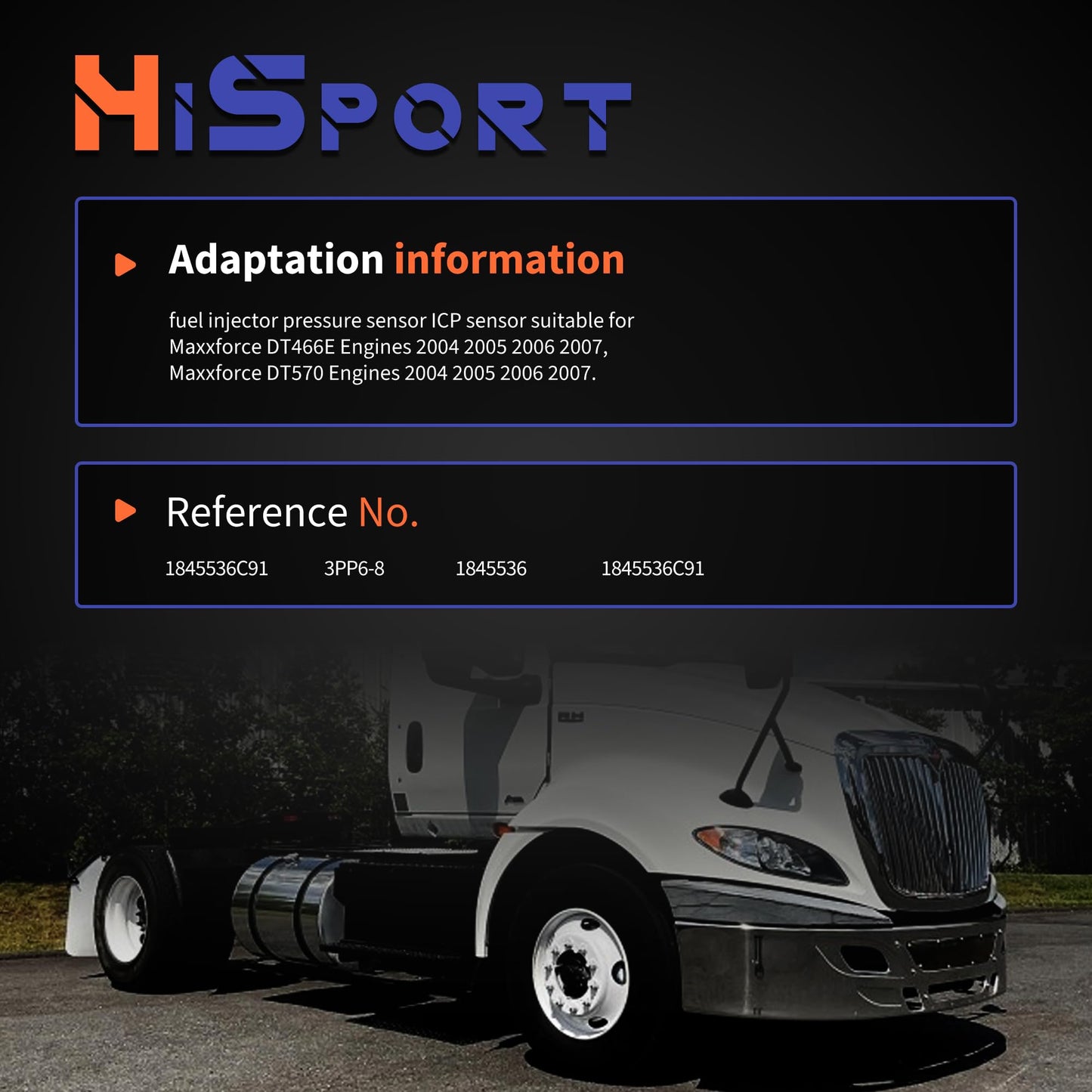 HiSport Fuel Injector Pressure Sensor ICP Sensor 1845536C91 3PP6-8 1845536 Compatible with Navistar MAXXFORCE DT466E DT570 2004-2007