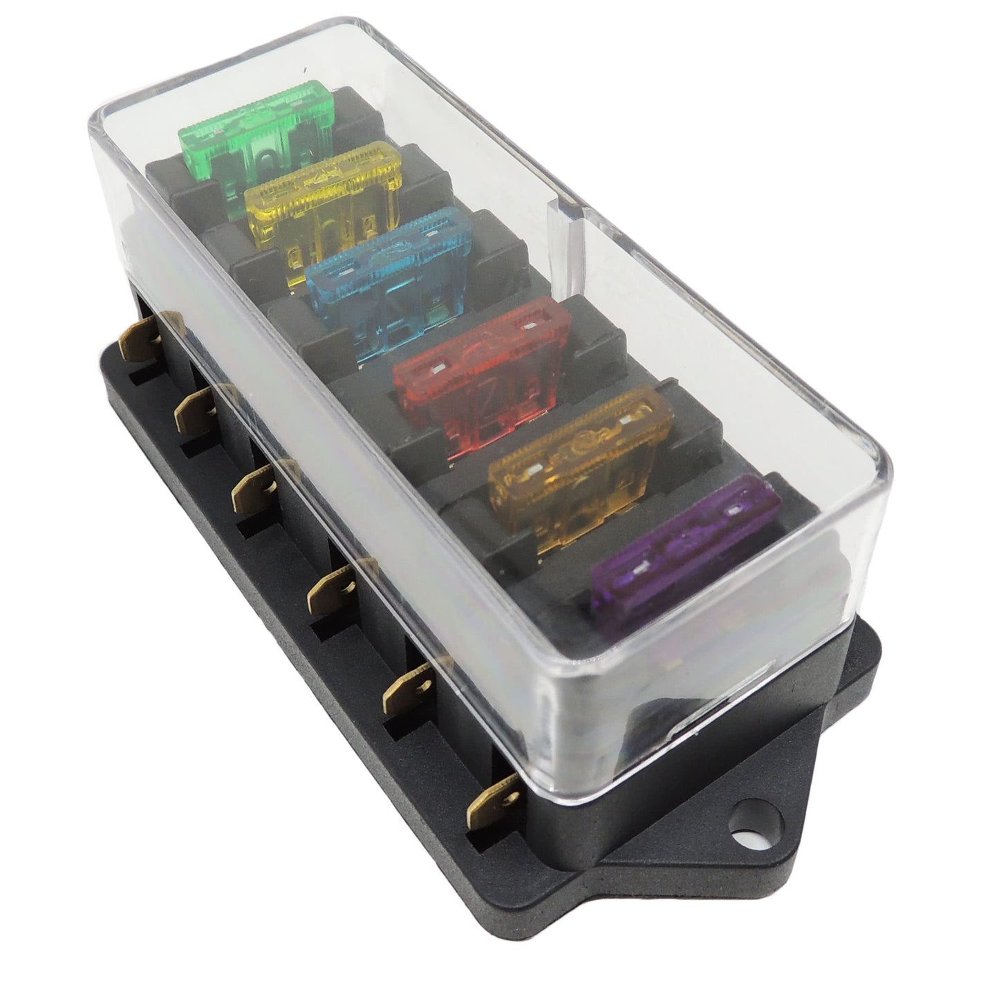 HiSport Fuse Block 6 Way Blade Fuse Box 12V 24V Waterproof Fuse Holder with Negative Bus ATC/ATO Suitable for Marine Yacht RV Car Trailer Truck