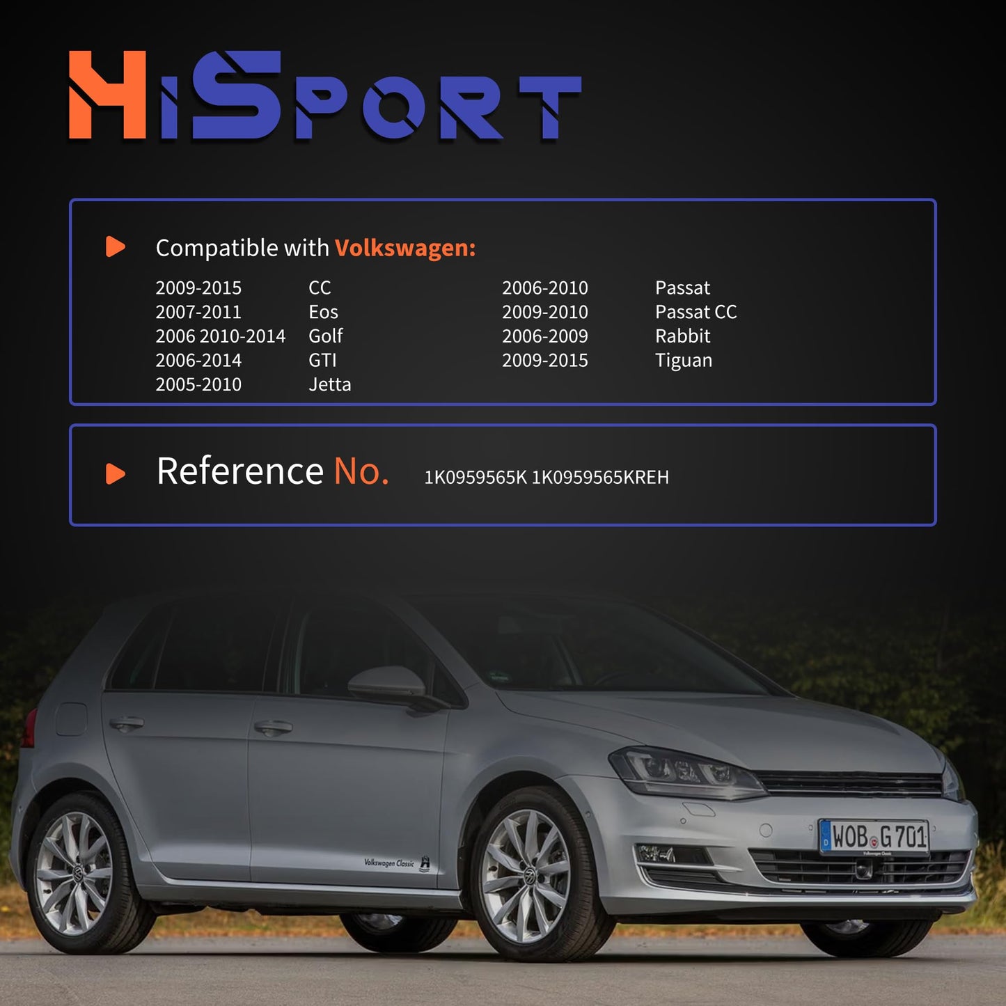 HiSport 1K0959565KREH Side Exterior Mirror Switch - Compatible with Volkswagen Eos Golf GTI Jetta Passat CC Rabbit Tiguan 2005-2015