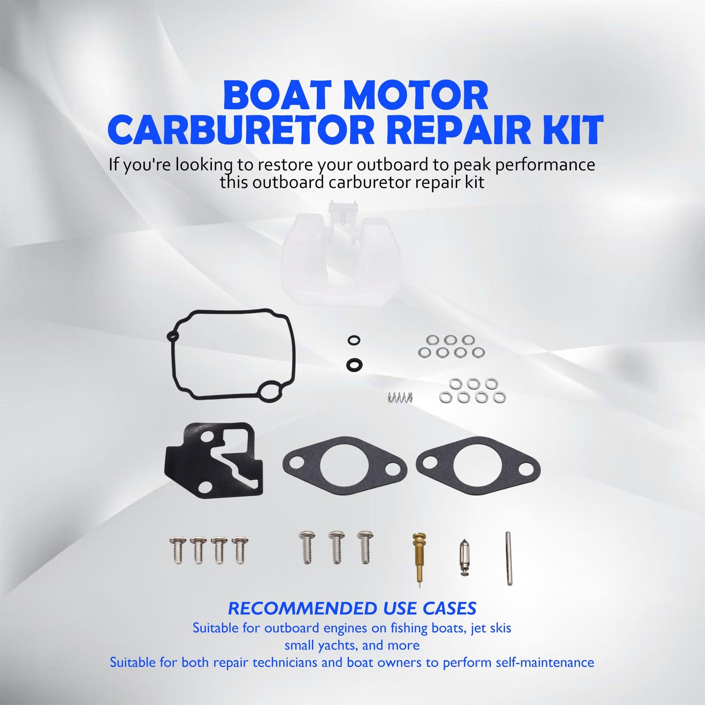 HiSport Boat Motor Carburetor Repair Kit - Compatible with Mercury Mercruiser Quicksilver Outboard Engine 8HP 9.9HP - Replace 8M0044576