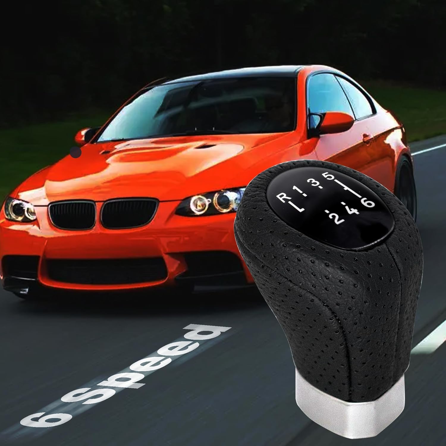 HISports Car Gear Shift Knob Shifter Lever 6 Speed Gear Shift Head Car Shifter Adapter Compatible with E34 E36 E38 E39 E46 E53 E60 E61 E63 E64 E83 E90 E91 E92 E93 3 Series 5 Series X1 X3 X5