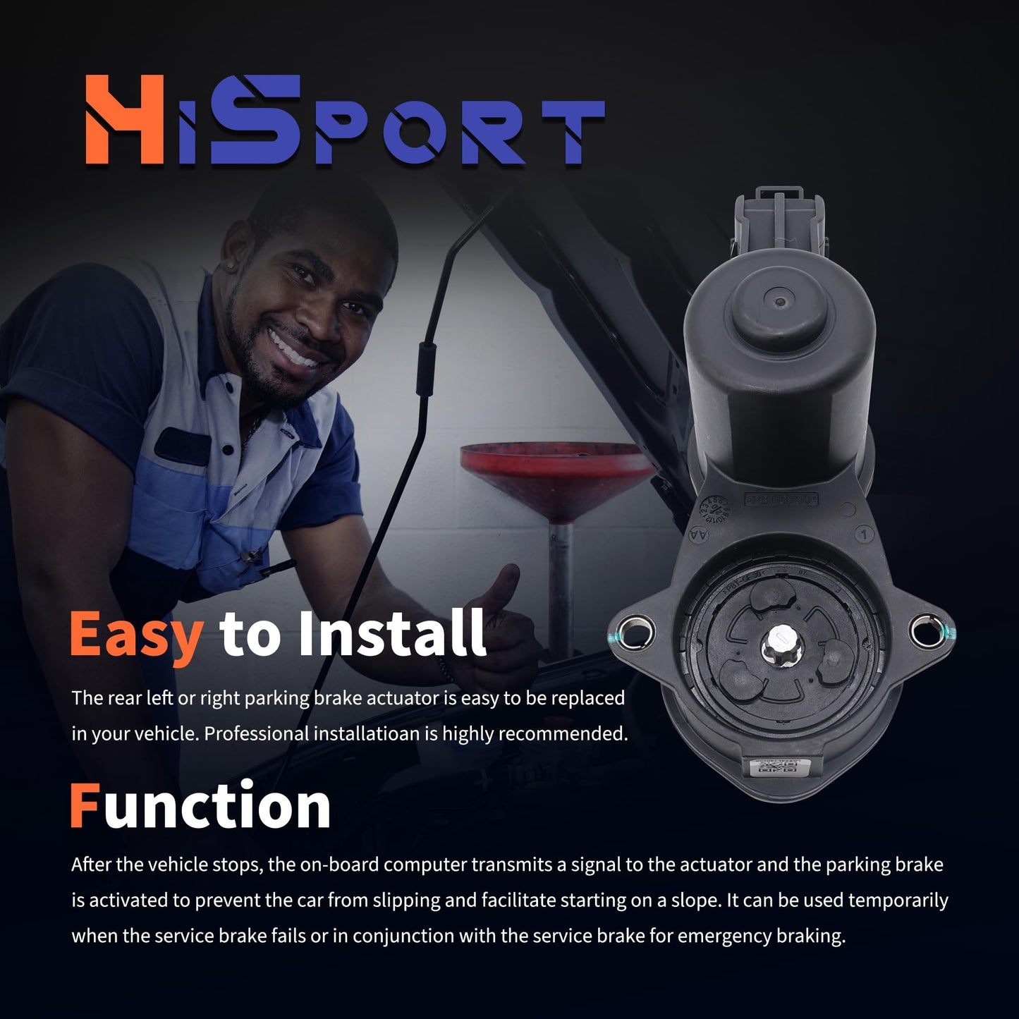 HiSport Rear Left or Right Parking Brake Actuator - Compatible with Ford F-150 2015-2023 Replaces FL3Z2B712A JL3Z2B712A