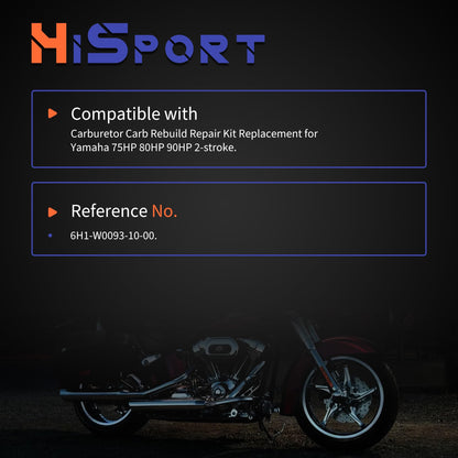 HiSport Carburetor Carb Rebuild Repair Kit Replacement for Yamaha 75HP 80HP 90HP 2-stroke with Gasket Jet Needle Valve O-ring Valve Cap