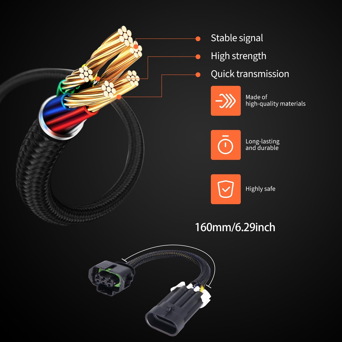 HiSport LS1 LS2 LS7 to LS3 L99 L76 LSA LS9 ZR1 MAP Sensor 558-416 12592525 Adapter Harness Plug-and-Play Conversion Replacement for GM LS Engines 18CM Long 16 Wire Gauge