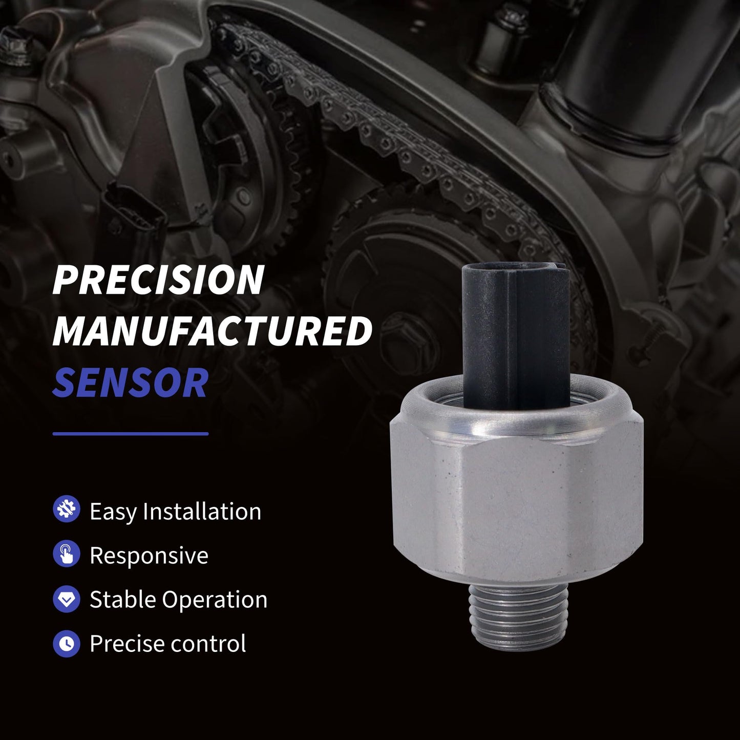 HiSport Ignition Knock Sensor with Connector Pigtail Harness 30530-PPL-A01 Compatible with Honda Accord, Civic, CR-V, Element & Acura RDX, RSX, TSX - Replace 30530-PNA-003, KS197, SU6143