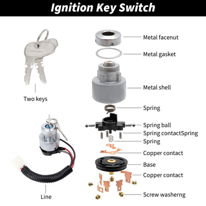 HiSport TC020-31822 Ignition Key Switch - Compatible with Kubota Tractor L2050 L2250 L2350 L2500 L2501 L2550 L2600 L2800 L3000 L2850 L3200 L3400 L3700 L3800 L4300 L4400 MX4700 MX5000 MX5100