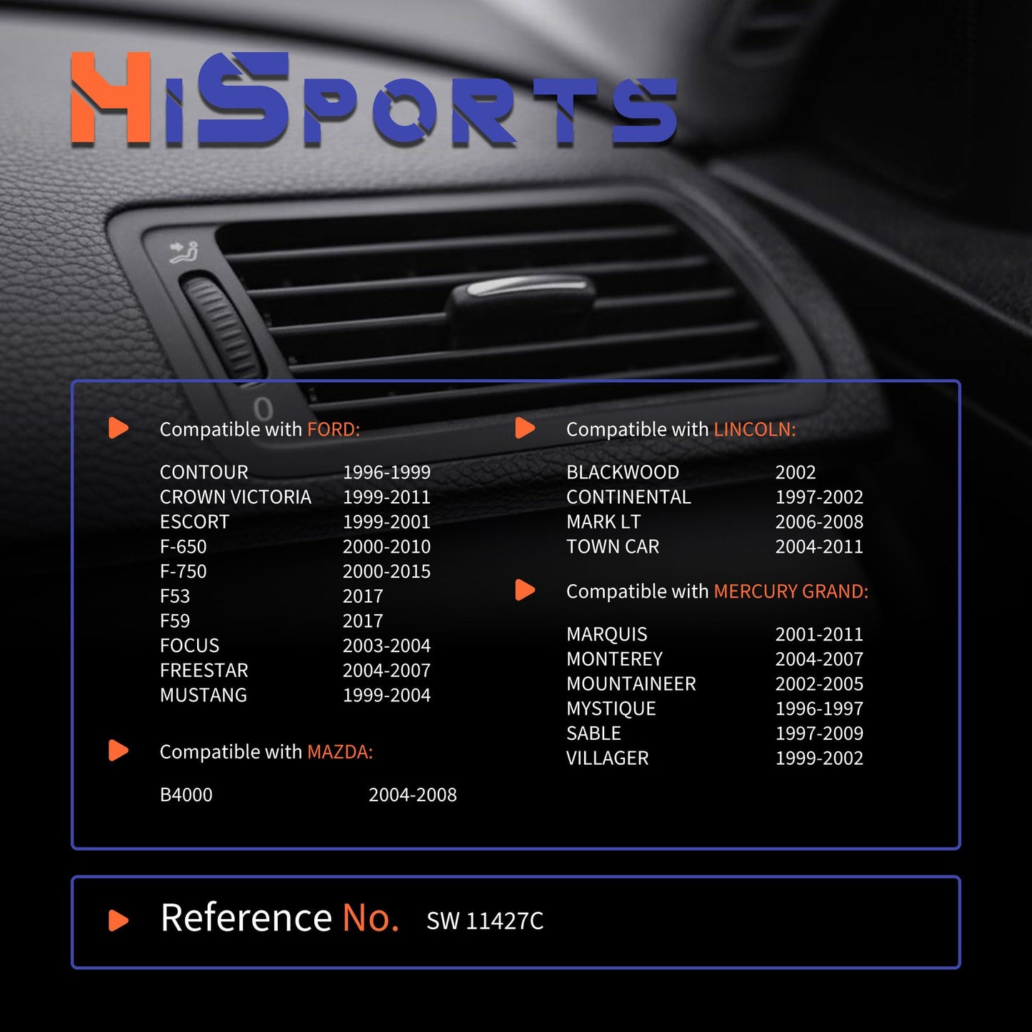 HiSport HVAC A/C Clutch Cycle Switch - Compatible with Ford Contour Crown Lincoln Blackwood Continental Mercury Monterey Replaces SW 11427C