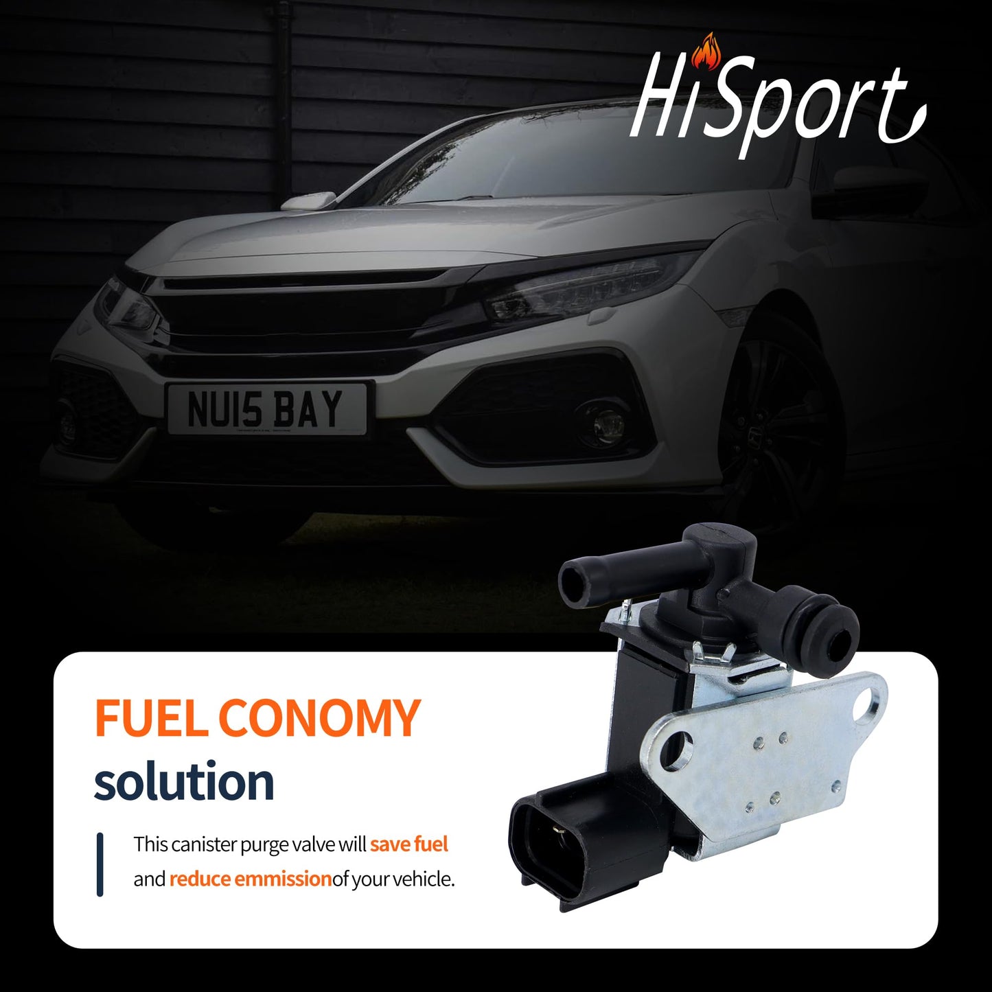 HiSport 36162-PNC-005 Vapor Canister Purge Solenoid Valve - Compatible with Acura RSX 2002-2004 Honda Civic 2002-2005 CR-V 2002-2004 - Replaces K5T46680