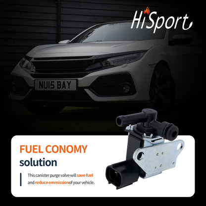 HiSport 36162-PNC-005 Vapor Canister Purge Solenoid Valve - Compatible with Acura RSX 2002-2004 Honda Civic 2002-2005 CR-V 2002-2004 - Replaces K5T46680
