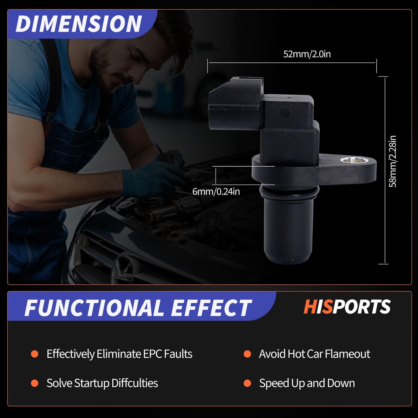 HiSport Automatic Transmission Speed Sensor - Compatible with Hyundai Azera Elantra Entourage Santa Fe Sonata Tiburon Tucson XG300 XG350 | Kia Amanti Forte Forte Koup Sedona - Replace 917-606