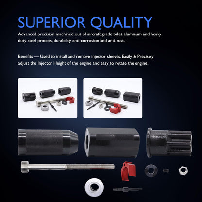 HiSport Fuel Injector Seal Install Tools for 9U-6891 CAT 3406E/C-15/C-16 Engines - 9U-6891 Injector Sleeve Remover Installer Set 8 PCS Include Injector Height Tool and Engine Barring Socket