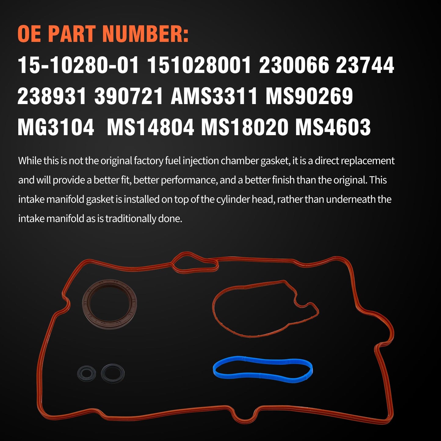 HiSport Fuel Injection Plenum Gasket MS 90269 - Compatible with Hummer Cadillac Chevy GMC Isuzu H1 Escalade C1500 C2500 Suburban C3500 Express 1500 2500 3500 K1500 K2500 5.0L 5.7L 1996-2004