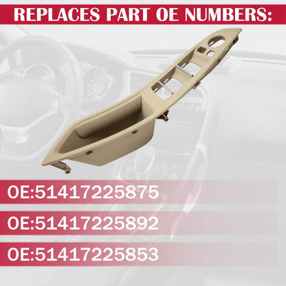 HiSport 51417225875 Front Driver Side Interior Door Pull Handle Window Switch Armrest Panel - Compatible with BMW 5 Series F10 F11 F18 520 523 525 528 530 535 2010 2011 2012 2013 2014 2015 2016