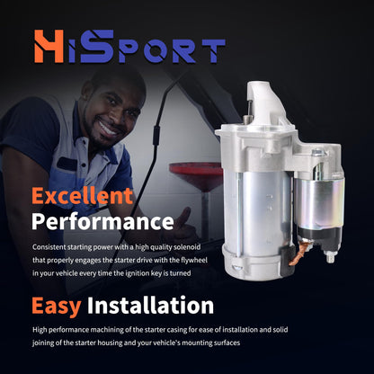 HiSport Starter Motor 17950N Compatible with Dodge Dakota 2006-2010, Durango 2006-09, Ram 1500 Pickup 2006-2010, Ram 1500 2011-2013, Ram Dakota 2011, Replacement for Mitsubishi Raider 2006-2009