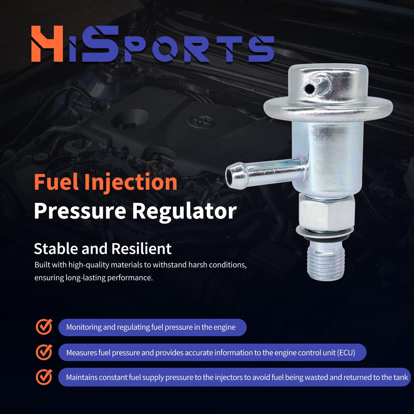 HiSport Fuel Injection Pressure Regulator PR4110 Replacement for Acura CL MDX TL for Honda Pilot Accord Odyssey, 3.5 Bar