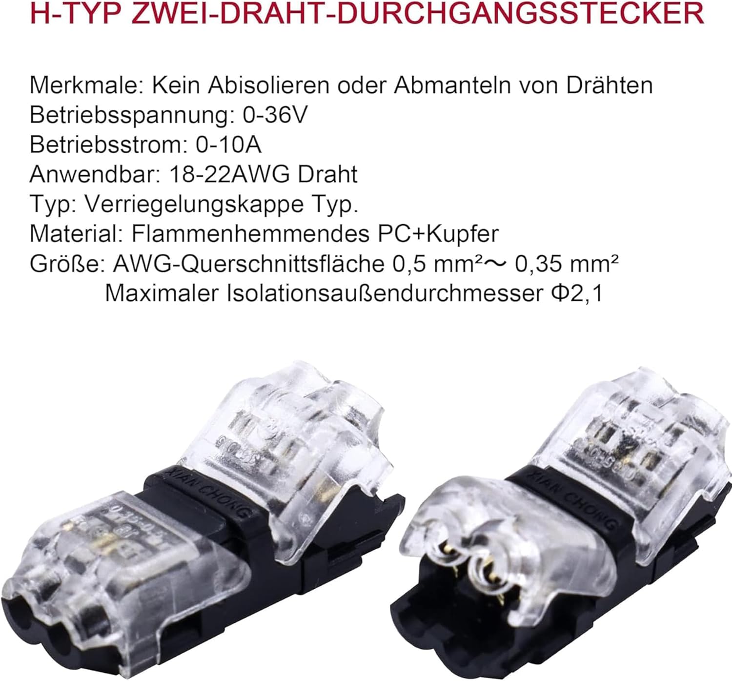 HISports 8 Stück H Verbinder Niederspannung H Hahn Kabelverbinder,Keine Notwendigkeit Isolierband zu wickeln,Wasserdicht und Staubdicht für Verzweigung in Drähte Anschlusskabel erforderlich