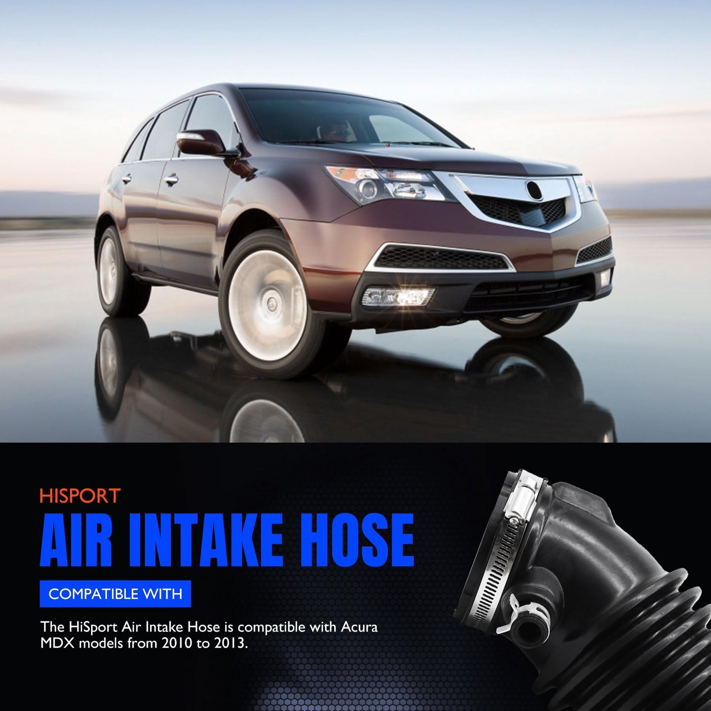 HiSport 17228-5J6-A10 Engine Air Intake Hose Compatible with Acura Mdx 2016;Honda Odyssey 2018 2019 2020 2021 2022 2023 2024,Passport 2019 2020 2021 2022 2023 2024,Pilot 2016-2022,Ridgeline 2017-2024