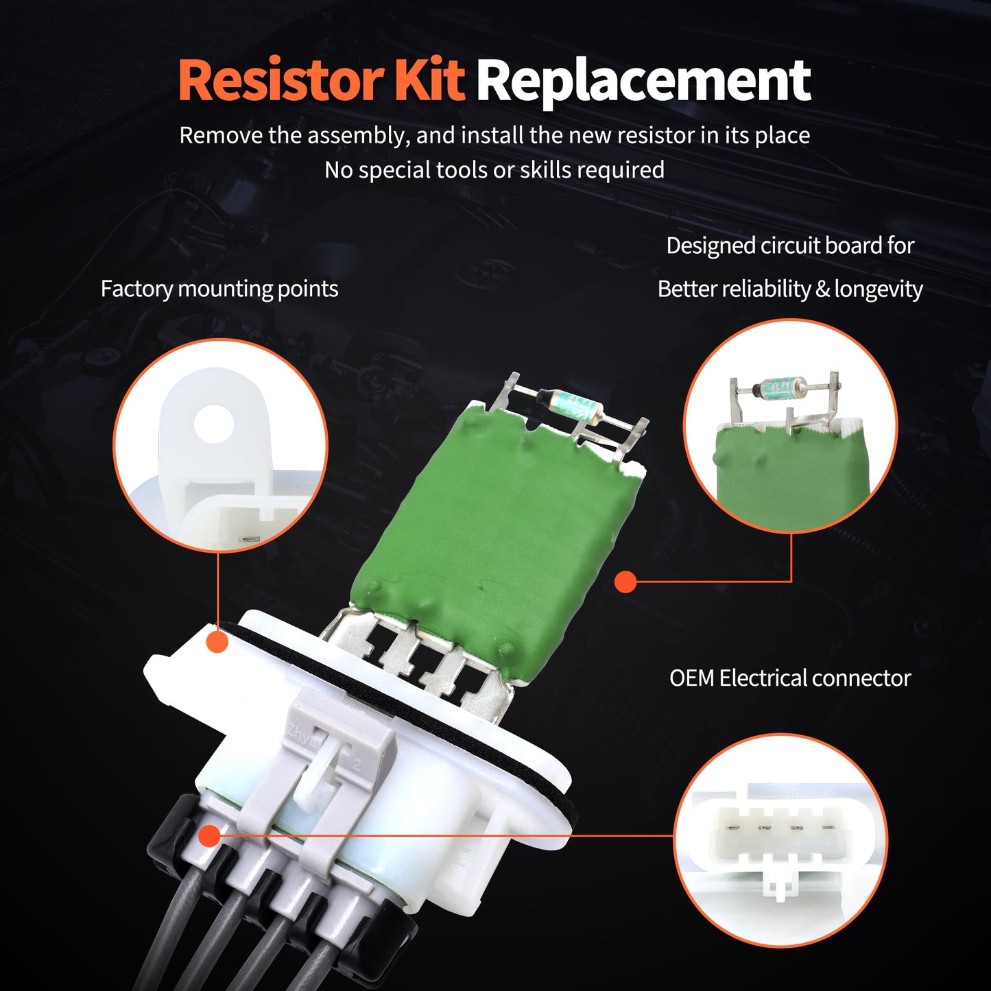 HiSport HVAC Blower Motor Resistor Kit Compatible with Chevy Colorado 2004 2005 2006 2007 2008 2009 2011 2012 SSR 2003 2004 2005 2006 GMC Canyon 2004-2012, Replaces 973-434 15218254