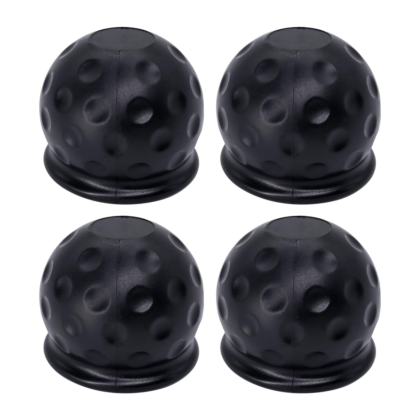 HiSport 4-Pack Universal Trailer Hitch Ball Covers - 2" Rubber Towing Ball Protectors for RV, Truck, Boat, Caravan - Weather-Resistant Dustproof Protective Caps