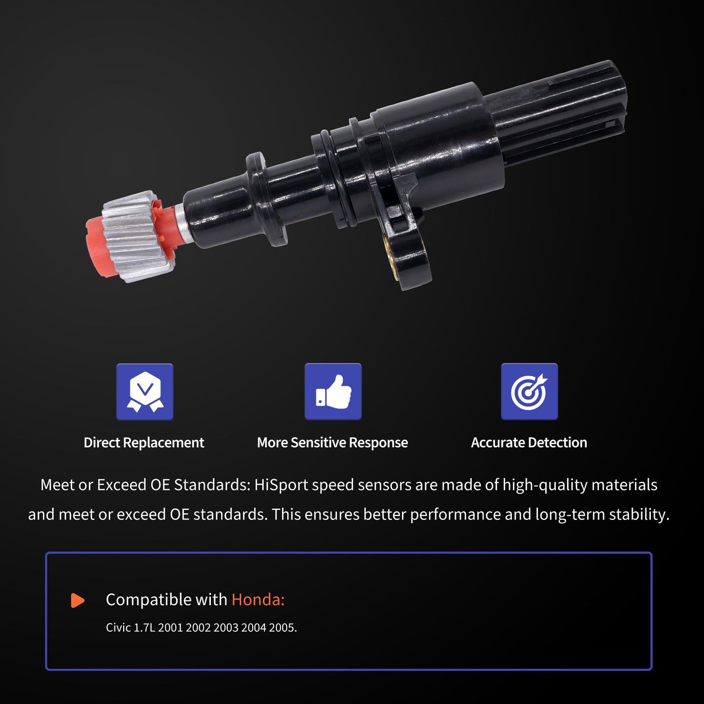 HiSport Transmission Vehicle Speed Sensor Compatible with Honda Civic 1.7L 2001-2005 1433066 78410-S5A-912