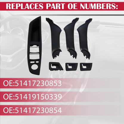 HiSport Driver Side Window Switch Door Handle, Front Rear Left and Right Interior Door Panel Pull Cover Trim - Compatible with BMW 5 Seriess 520 523 525 528 530 535 F10 F11 F18 2010-2016#51417225891