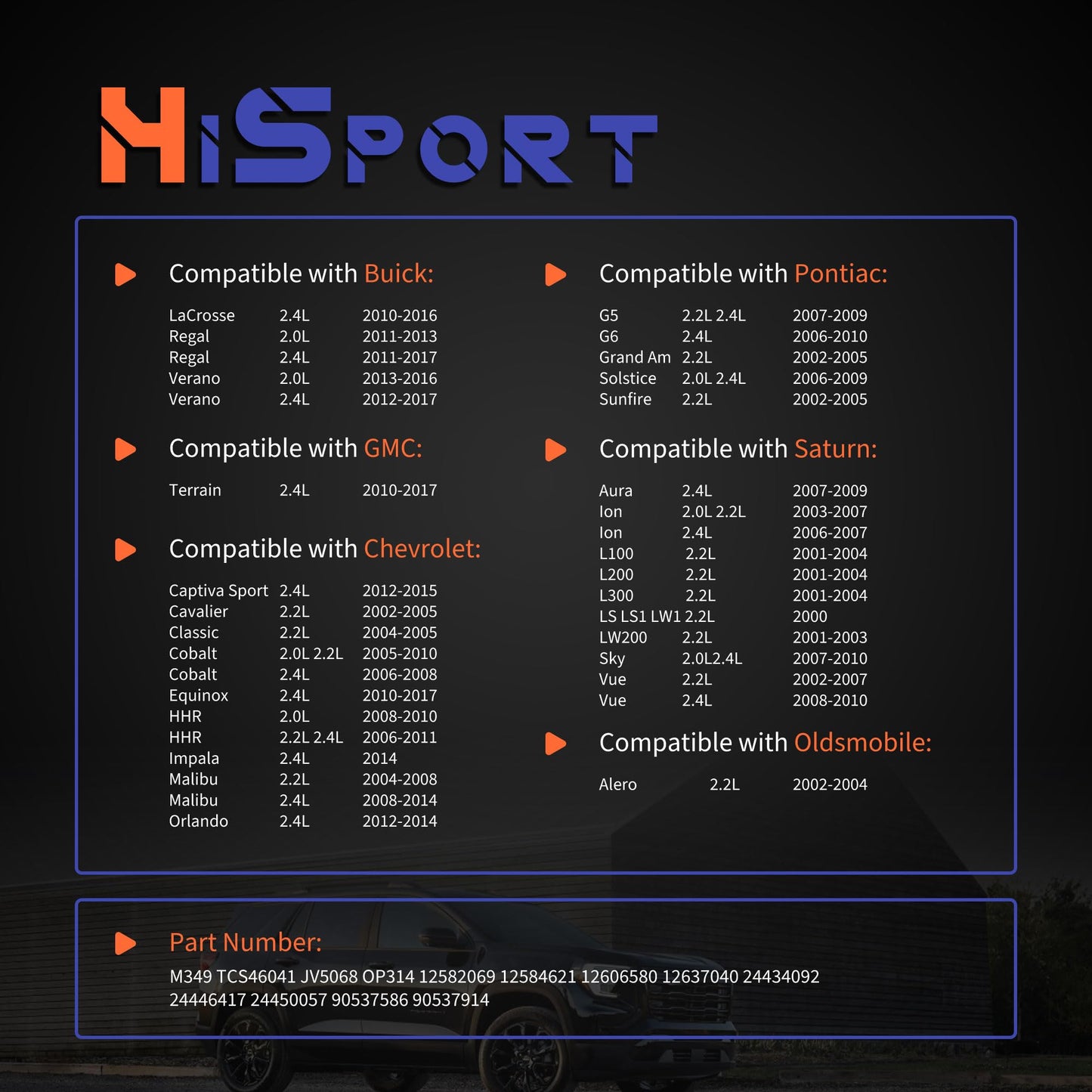 HiSport M349 Engine Oil Pump Compatible with Buick Chevrolet Pontiac Saturn 2.0L 2.2L 2.4L 2000-2017 DOHC Replace OP314 TCS46041 JV5068 12582069 12584621
