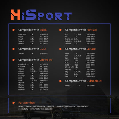 HiSport M349 Engine Oil Pump Compatible with Buick Chevrolet Pontiac Saturn 2.0L 2.2L 2.4L 2000-2017 DOHC Replace OP314 TCS46041 JV5068 12582069 12584621