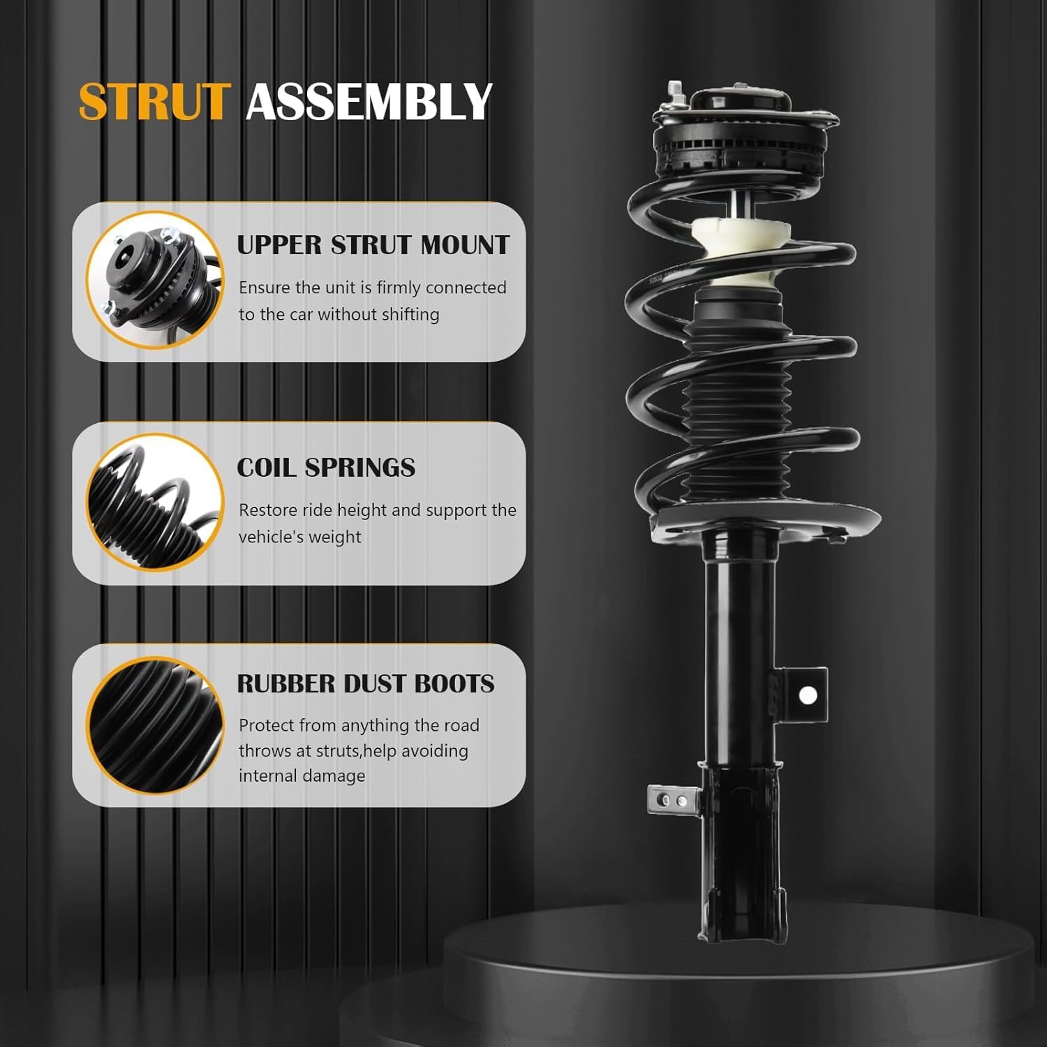 HiSport Front Struts Shock Absorber Fit for Dodge Journey 2009 2010 2011 2012 2013 2014 2015 2016 2017 V6 Engine Models Only, 2pcs | 172509 172510