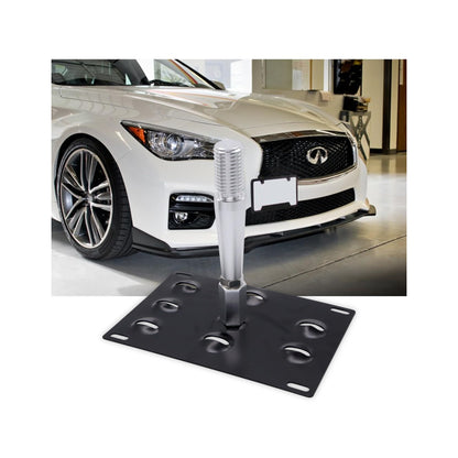 HiSport No Drill Front Bumper Tow Hook License Plate Mounting Bracket Adapter Kit Compatible with Infiniti G35 G37 Q60 2008-2015, Infiniti Q50 2014-up, Nissan GT-R 2007-2018 & Nissan 370Z 2013-2018