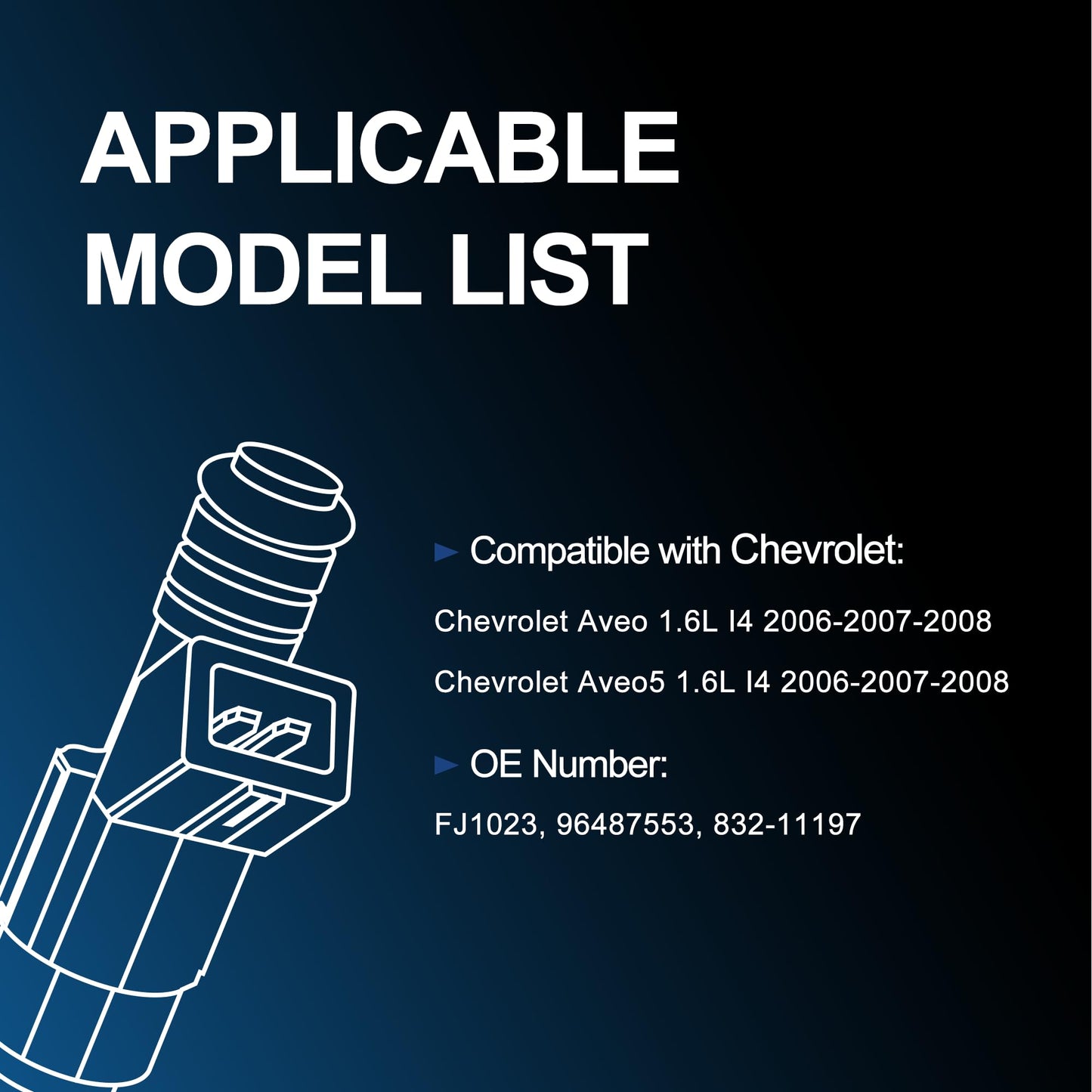 HiSport Fuel Injector 96487553 Compatible with Chevy Aveo 1.6L 2006-2007-2008 Replaces 832-11197 1 PCS