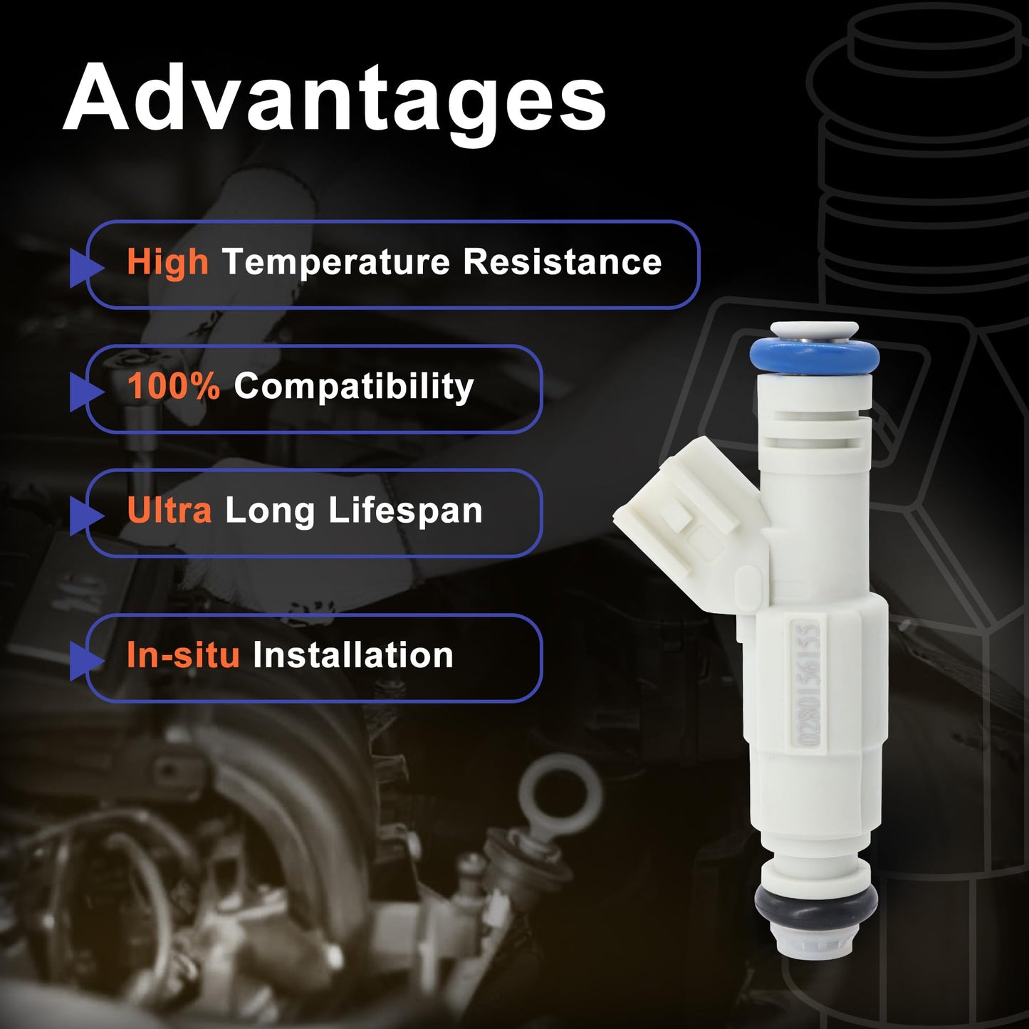 HiSport Fuel Injectors 0280156155 0280156010 Compatible with Ford Ranger 2.3L 2001-2003,Replacement for Mazda B2300 2.3L 2001-2004 4 PCS