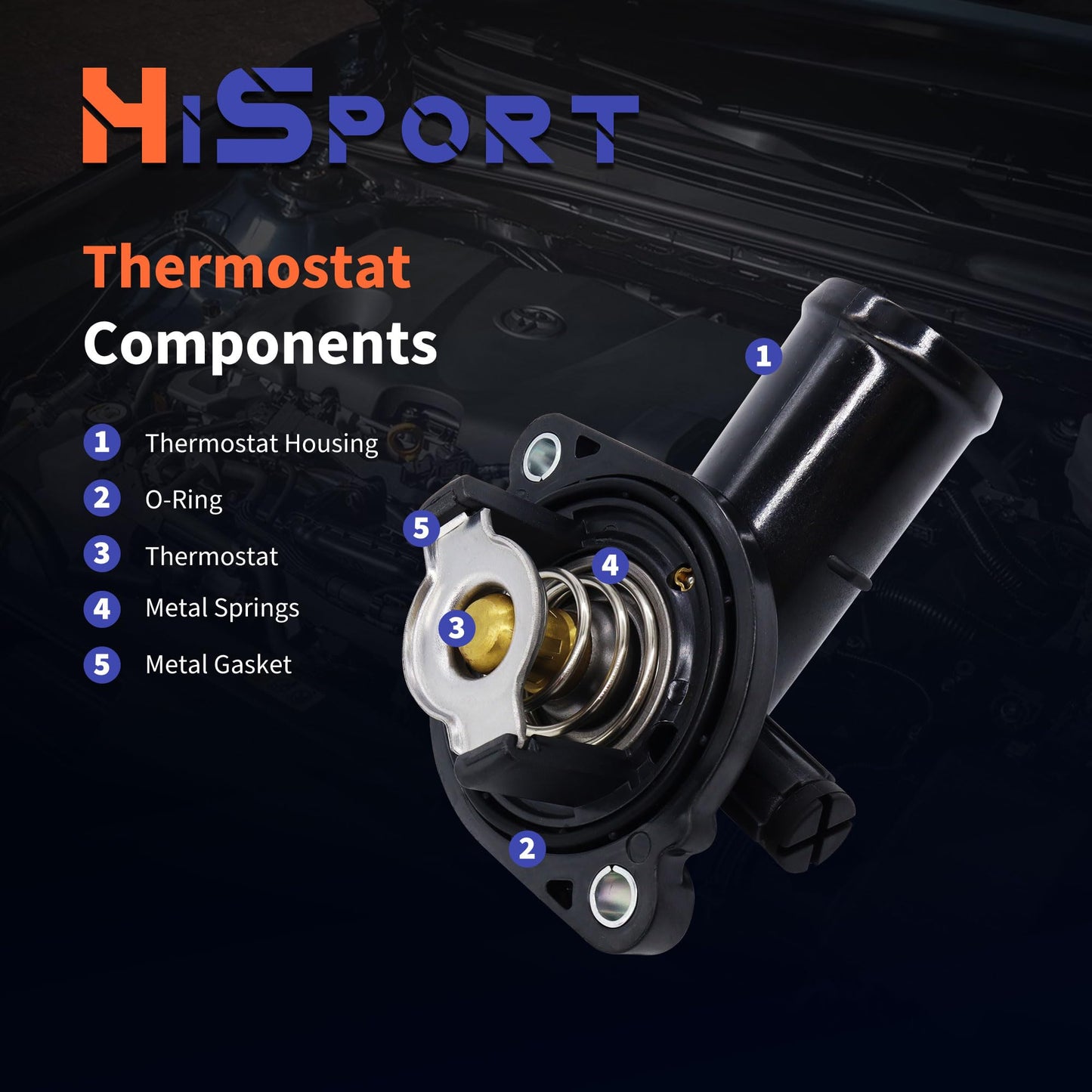 HiSport 902-3036 Thermostat Housing Assembly - Compatible with Chrysler 200 Town & Country Compatible with Dodge Avenger Grand Caravan Journey Compatible with Jeep Cherokee 2011-2018