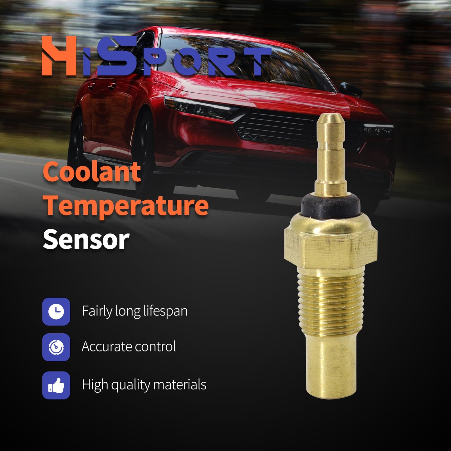 HiSport Engine Coolant Temperature Sensor - Compatible with Honda Accord CR-V Acura GEO Daihatsu Isuzu Pontiac Suzuki Temp Sensor Replace 37750-PH2-014