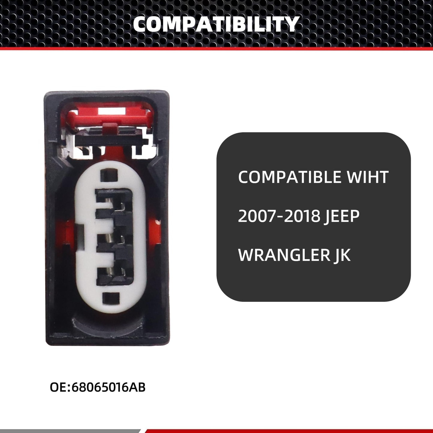 HiSport 68065016AB Front Turn Signal Light Connector Plug Pigtail Wire Harness Compatible with Jeep Wrangler JK 2007 2008 2009 2010 2011 2012 2013 2014 2015 2016 2017 2018