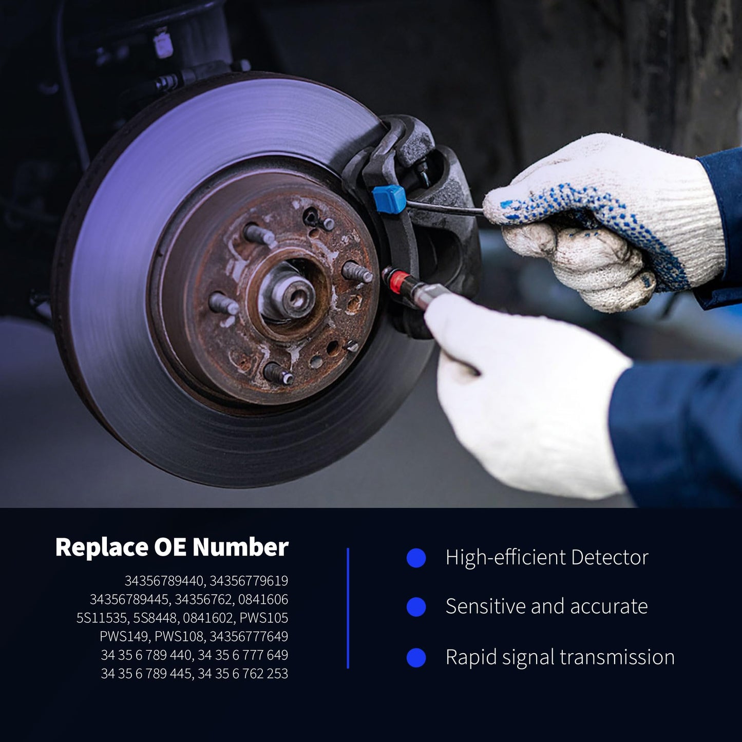 HiSport Front and Rear Brake Pad Wear Sensor 34356789440 + 34356789445 Compatible with BMW E81 E87 E82 E88 E90 E91 E92 E93 (2 Sets/2 PCS)