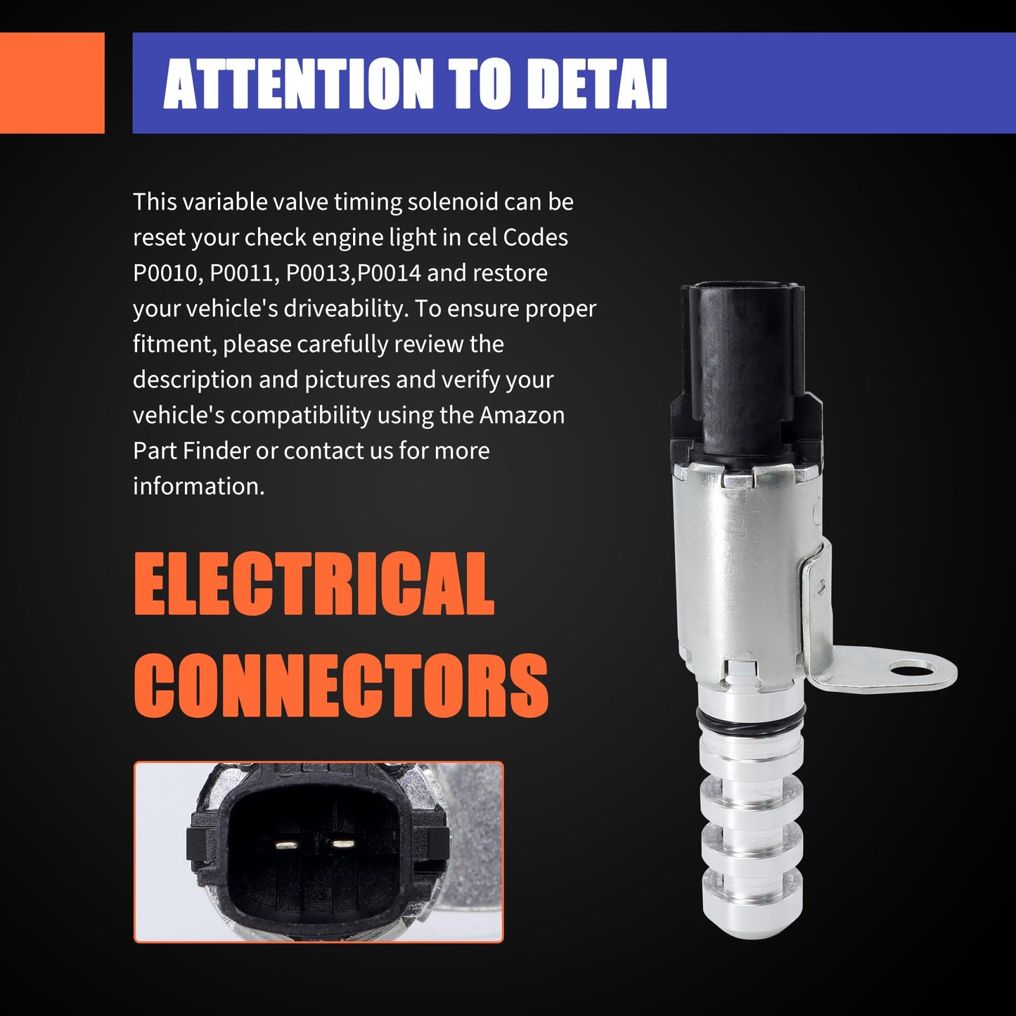 HiSport Engine Variable Valve Timing VVT Solenoid Compatible with Nissan Altima 2013-2018, Rogue 2014-2020, L4 2.5L Replacement for 916-922 237963TA1A 237963TA4A