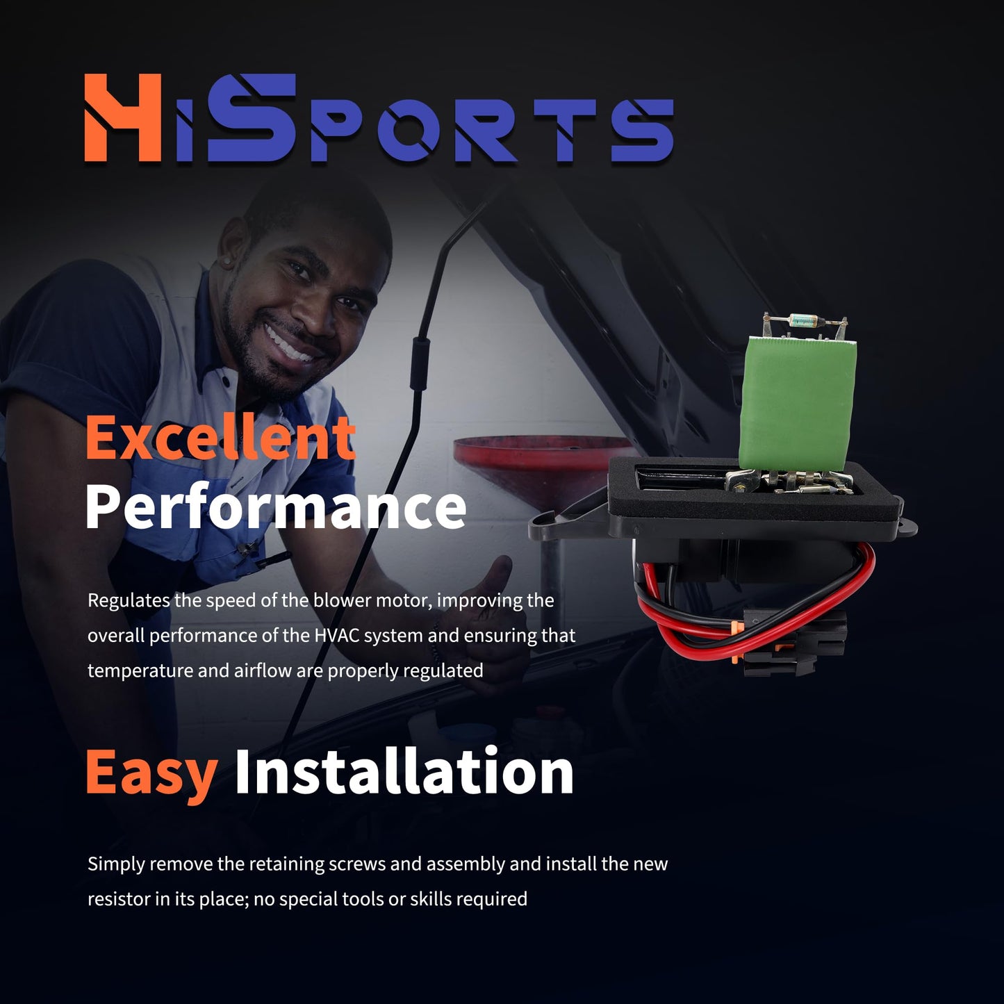 HiSport 89019089 HVAC Blower Motor Resistor Compatible with Cadillac Escalade EXT& Chevrolet Avalanche Silverado Suburban Tahoe & GMC Sierra 1500 2500 3500 Yukon 973-004, 89018597, 22807122, RU371
